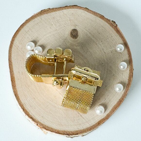 Vintage Jade Cufflinks Tie Clip Set Gold Tone Elegant Wedding Men Bamboo Asian - Picture 7 of 14